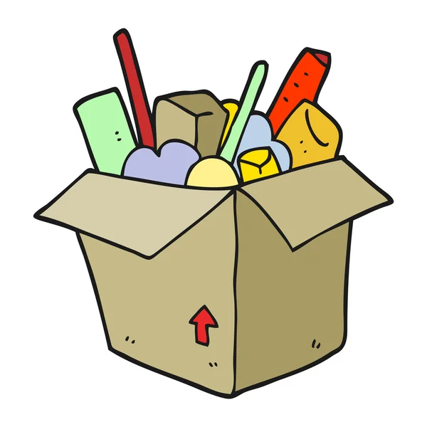 Kreslený krabice věcí — Stockový vektor