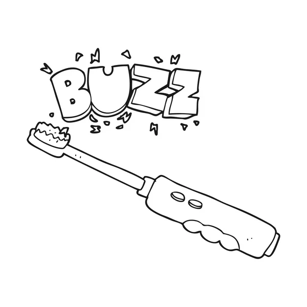 Negro y blanco de dibujos animados zumbido cepillo de dientes eléctrico — Vector de stock