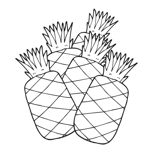 Svartvita tecknade ananas — Stock vektor