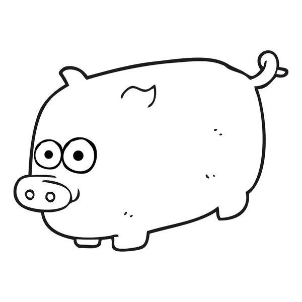 Black and white cartoon pig — Stock Vector