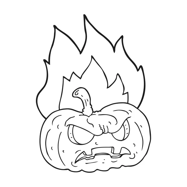 Black and white cartoon halloween pumpkin — Stock Vector