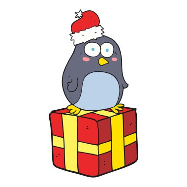 Noel penguen karikatür