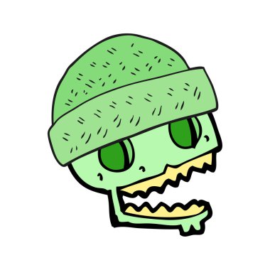 çizgi film kafatası giyen şapka