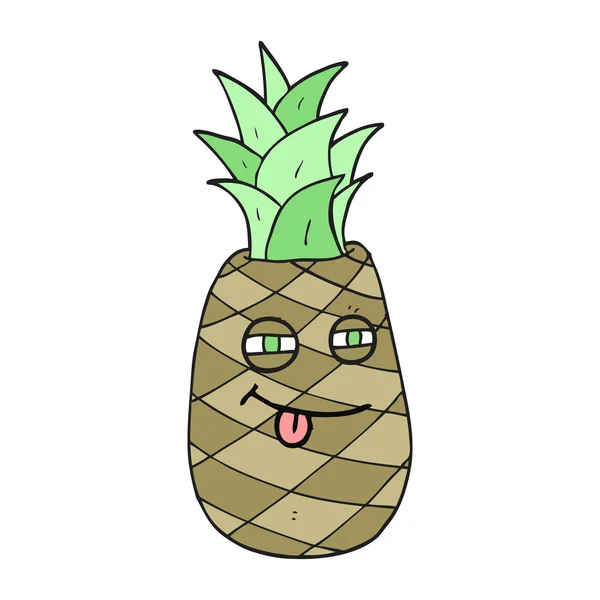 Freehand drawn cartoon pineapple — Stock Vector