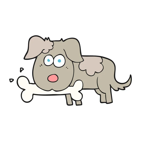 Perro de dibujos animados con hueso — Vector de stock