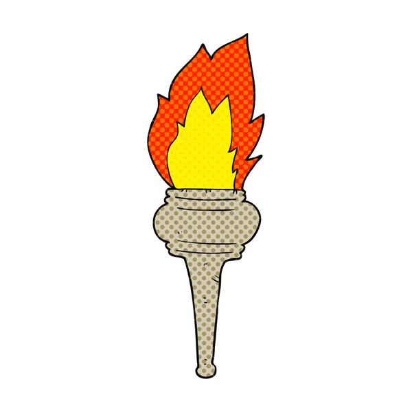 Torche flamboyante de bande dessinée — Image vectorielle