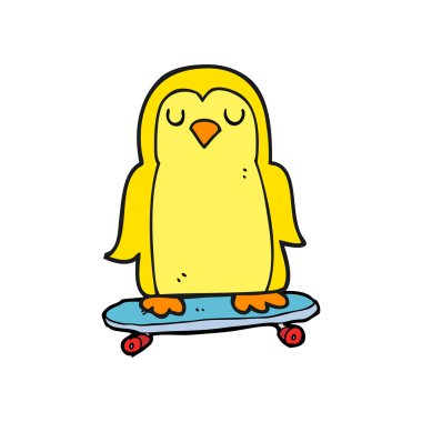 karikatür kuş kaykay üzerinde