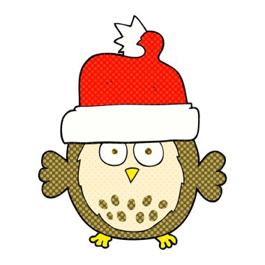 çizgi film baykuş giyen Noel şapka