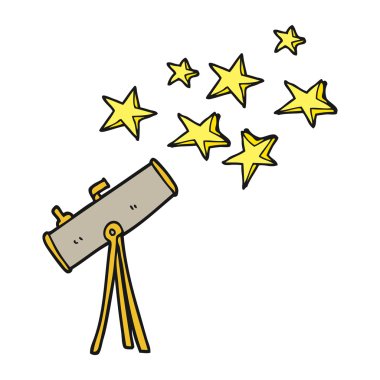 çizgi film teleskop ve yıldız