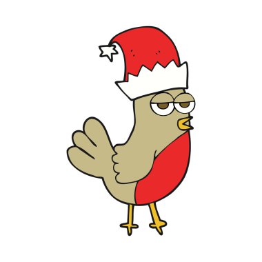 çizgi film robin Noel şapka içinde