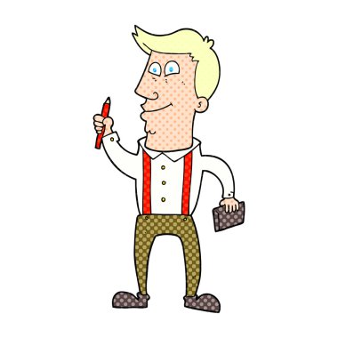 defter ve kalem karikatür adamla