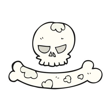 çizgi film kafatası ve kemik sembolü