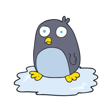 karikatür penguen buz üstünde