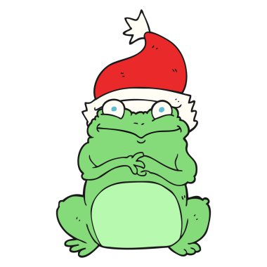 çizgi film kurbağa giyen Noel şapka