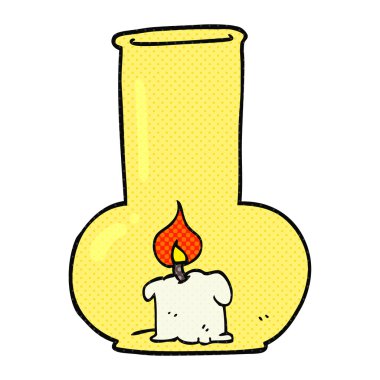 çizgi film eski cam lamba ve mum