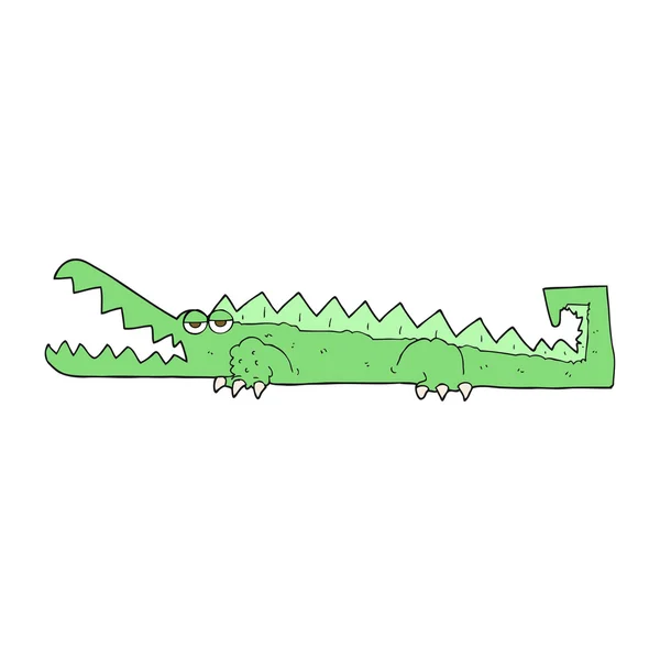 Vrije hand getrokken cartoon krokodil — Stockvector