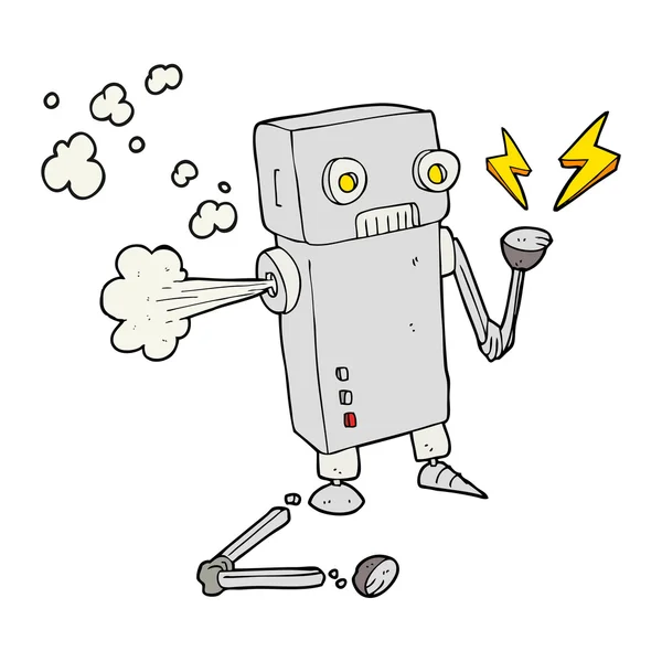 Robot roto de dibujos animados — Vector de stock