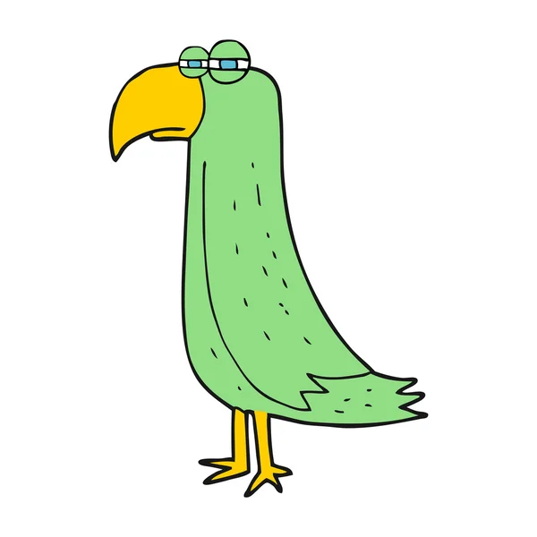 Serbest çizilmiş karikatür papağan — Stok Vektör