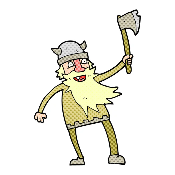 Uit de vrije hand getrokken cartoon viking — Stockvector