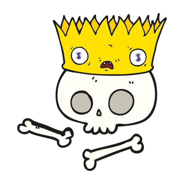 Dibujos animados corona mágica en el cráneo viejo — Vector de stock
