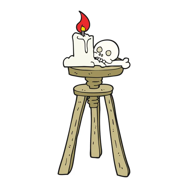 Мультфильм жуткий череп и свеча — стоковый вектор
