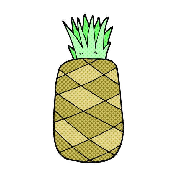 Desene animate desenate de mână liberă ananas — Vector de stoc