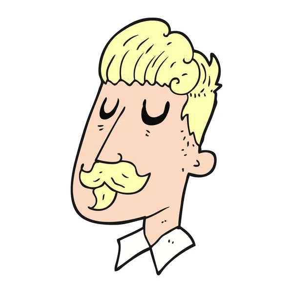 Dessin animé homme avec moustache — Image vectorielle