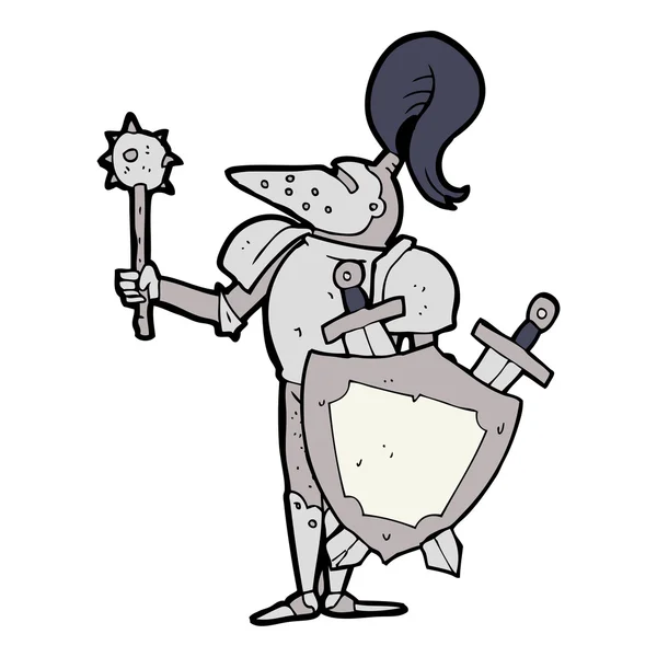 Cartoon medieval knight with shield — Stock Vector