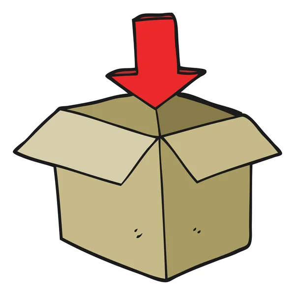 Caixa dos desenhos animados com símbolo de armazenamento de download de seta — Vetor de Stock