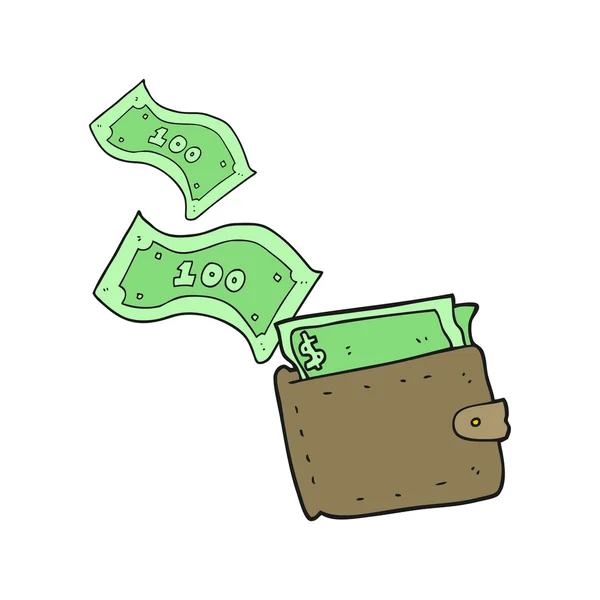 Cartoon wallet full of money — Stock Vector