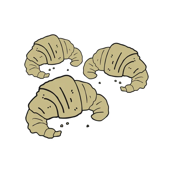 Freihändig gezeichnete Cartoon-Croissants — Stockvektor