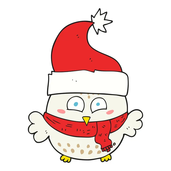Cartoon sova nosí vánoční klobouk — Stockový vektor