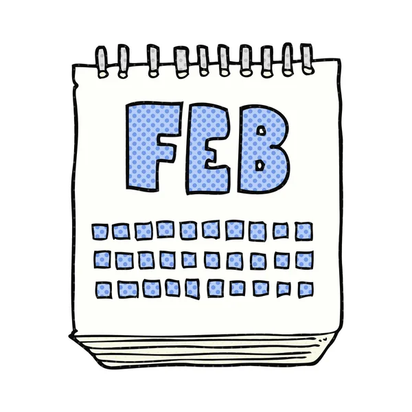 Calendario de dibujos animados que muestra el mes de febrero — Archivo Imágenes Vectoriales