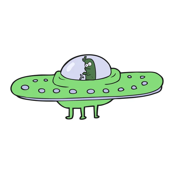 Fri hand dras cartoon ufo — Stock vektor