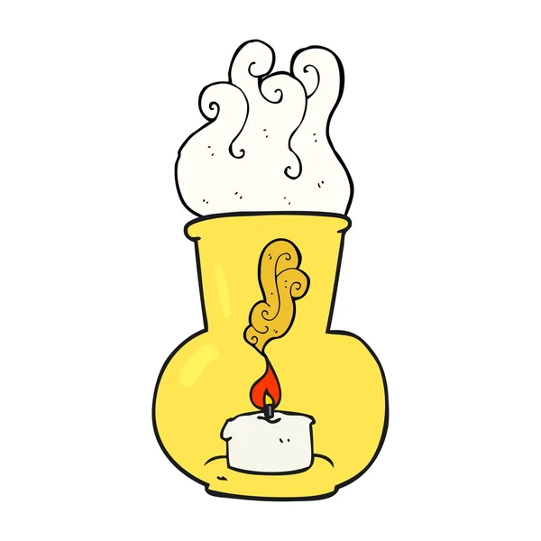 Desenho animado lanterna de vidro antigo com vela — Vetor de Stock