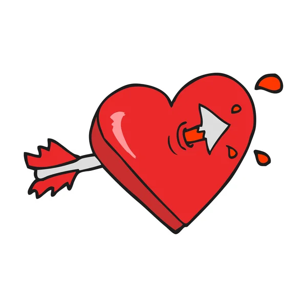 Freccia del fumetto attraverso il cartone animato cuore — Vettoriale Stock