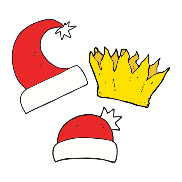 Sombreros de Navidad de dibujos animados — Vector de stock