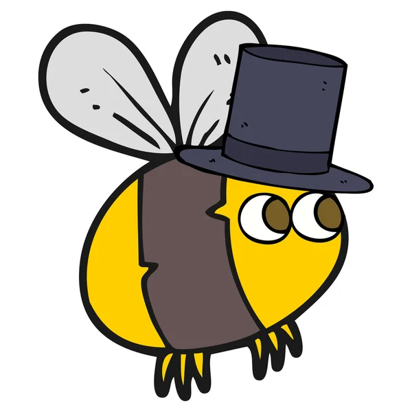 Kartun lebah di atas topi - Stok Vektor