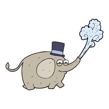 karikatür fili su fışkırtıyor.