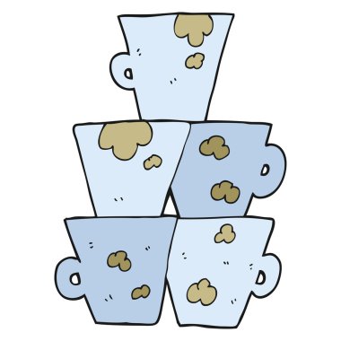 çizgi film yığın kirli Kahve kupaları