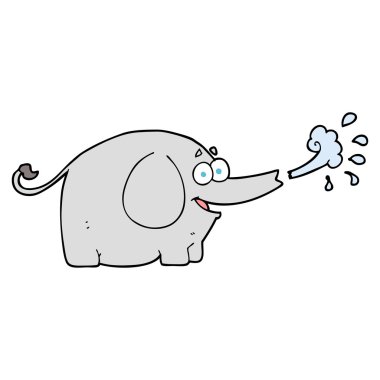 karikatür fili su fışkırtıyor.