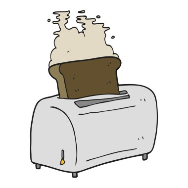 serbest çizilmiş karikatür ekmek kızartma makinesi