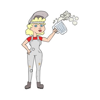 çizgi film çok çalışkan kadın bira ile 