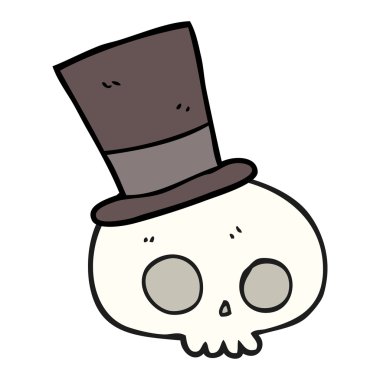 Silindir şapka giyen bir kafatası.