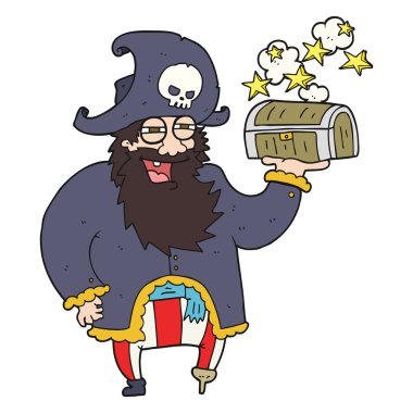 çizgi film korsan Kaptan ile hazine sandığı