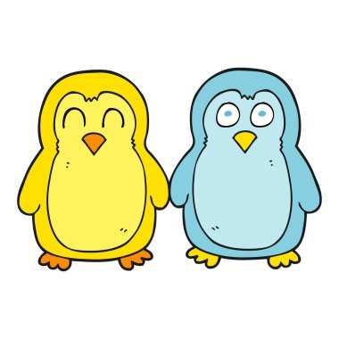 el ele tutuşarak karikatür kuşlar