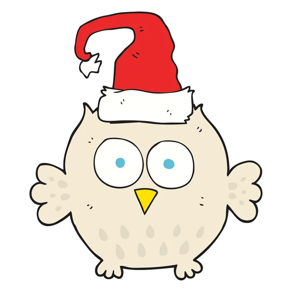 Карикатурная сова в рождественской шляпе — стоковый вектор