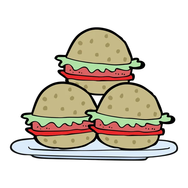 Cartoon plate of burgers — Stock Vector