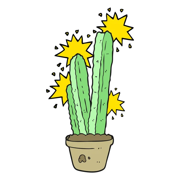 FreeHand getekende cartoon cactus — Stockvector