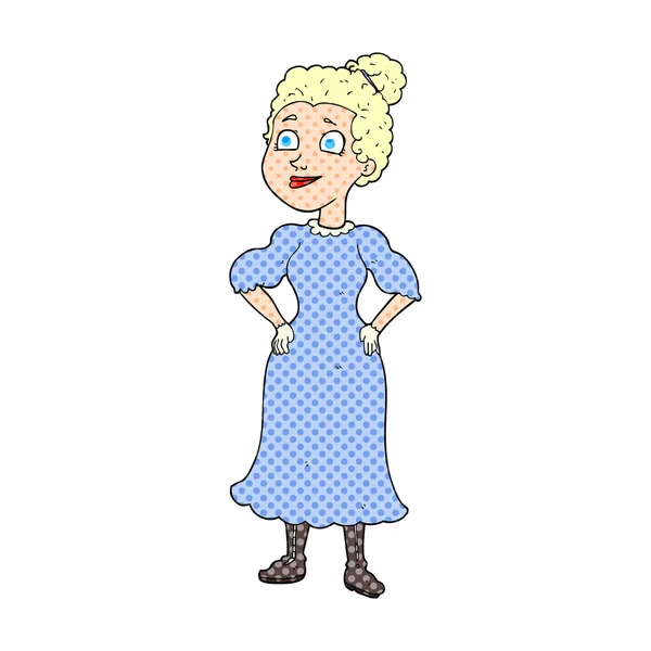 Dessin animé victorienne femme en robe — Image vectorielle